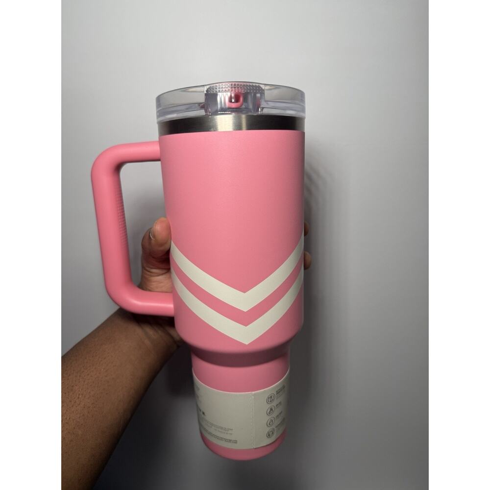 Stanley Oasis Summer PLUMERIA PINK CHEVRON 40oz Protour Flip Straw Tumbler BNWT - Picture 4 of 6